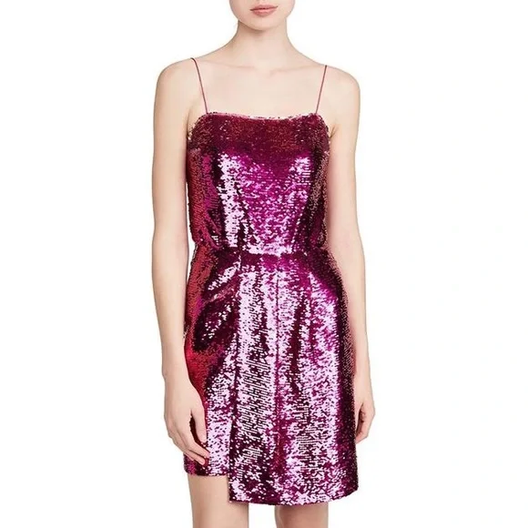10 Crosby Derek Lam Fuchsia/Silver Sequin Reversible Color Cocktail Dress NWT
